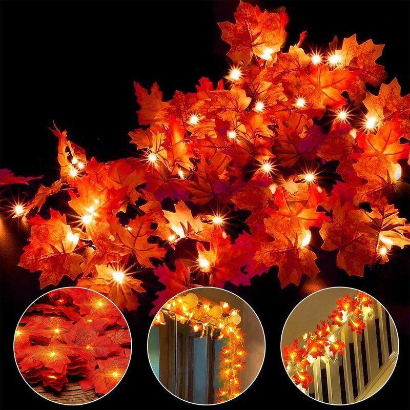 Fall Garland, Fall Decoration, 30 Light Strings, Fall Leaf Garland, Halloween Christmas Decoration, V1188-MS-227-1989