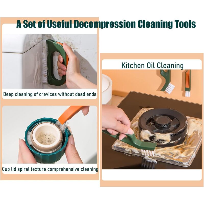 5 In 1 Grout Brush Set, Cleaning Brush For Bathroom And Kitchen, Scrub Tile Grouts, Nooks And Corners, Bottle V1188-MS-227-1991
