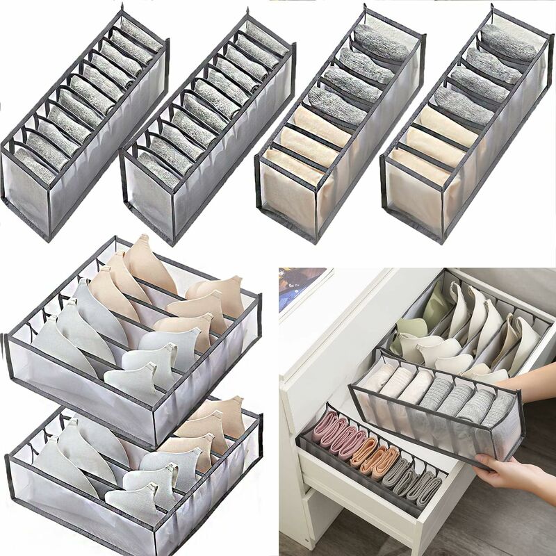 6 pcs Underwear Drawer Organizer Foldable Storage Box Large Capacity Drawer Storage Box For Storing V1188-MS-227-1993