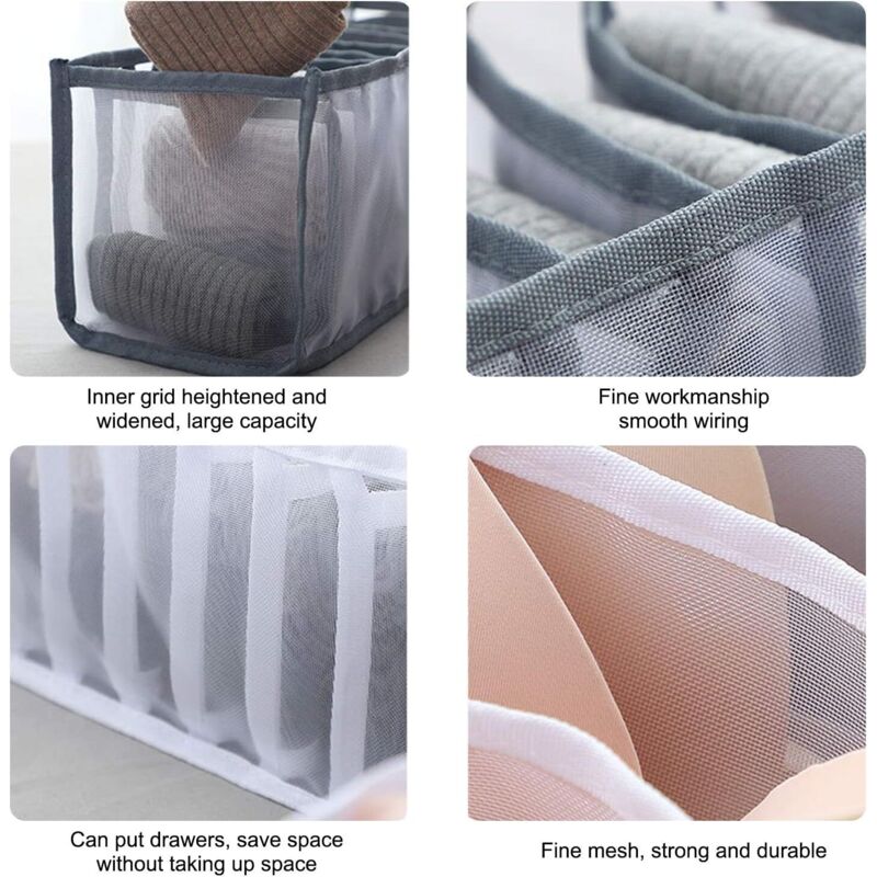 6 pcs Underwear Drawer Organizer Foldable Storage Box Large Capacity Drawer Storage Box For Storing V1188-MS-227-1993