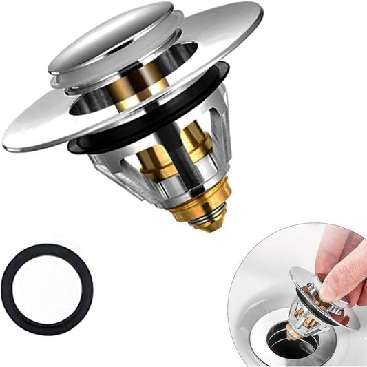 Sink Plug, Universal Pop-Up Drain Stopper With Hair Filter Anti-Odor Anti-Blocked, Stainless Steel Kitchen V1188-MS-227-1994