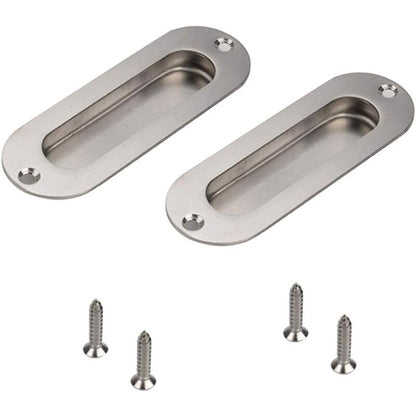 Flush Door Handle 2 Pieces Brushed Stainless Steel Flush Handle Sliding Door Handle Cupboard Door Handle With V1188-MS-227-2002