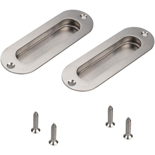 Flush Door Handle 2 Pieces Brushed Stainless Steel Flush Handle Sliding Door Handle Cupboard Door Handle With V1188-MS-227-2002