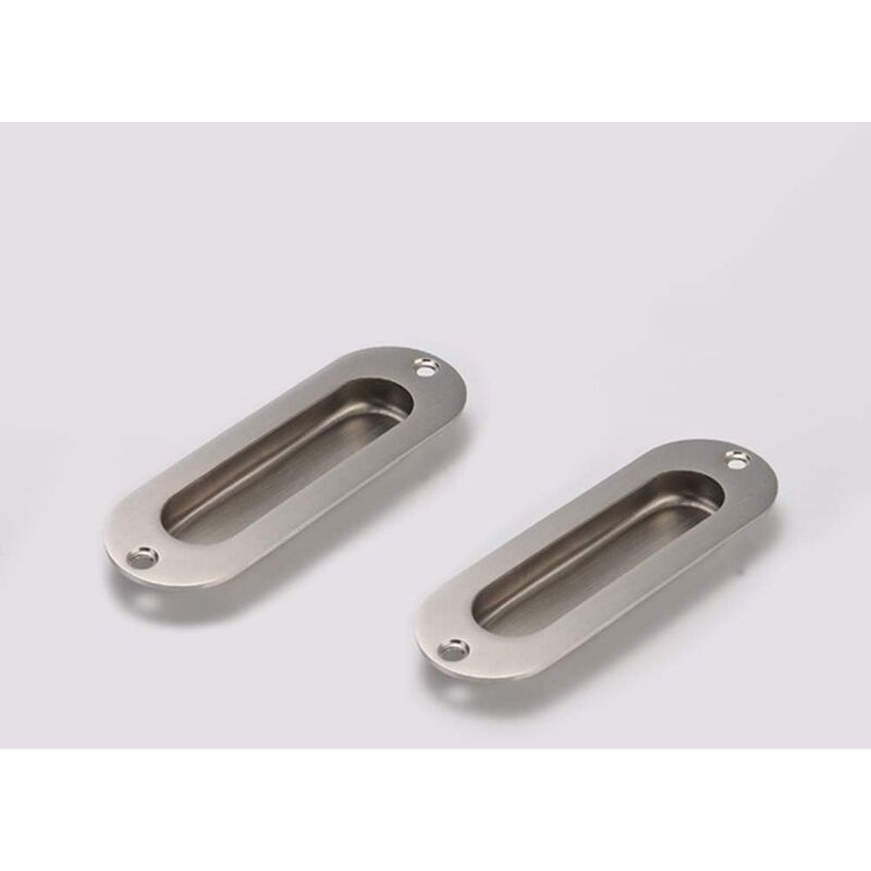 Flush Door Handle 2 Pieces Brushed Stainless Steel Flush Handle Sliding Door Handle Cupboard Door Handle With V1188-MS-227-2002