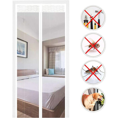 Magnetic Screen Door Automatic Closing Insect Screen Door Curtain With Magnets No Drilling (120X220Cm, White) V1188-MS-227-2013