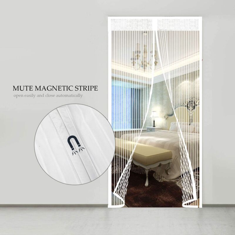 Magnetic Screen Door Automatic Closing Insect Screen Door Curtain With Magnets No Drilling (120X220Cm, White) V1188-MS-227-2013