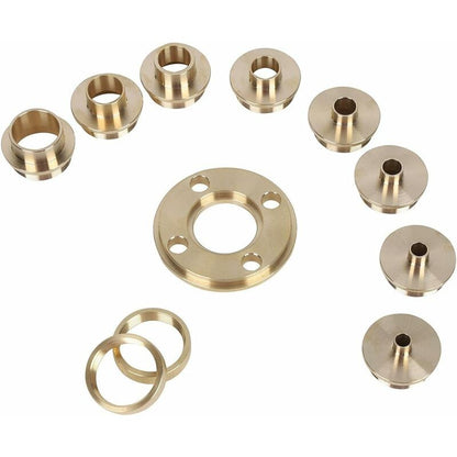 ROuter Guide Kit, 11 Pieces Imperial Size Brass ROuter Template Guide Kit, With Lock Nut Adapter With Case V1188-MS-227-2025
