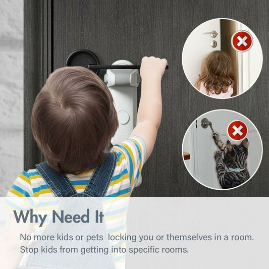 Child Proof Door Lever Lock, Baby Safety Door Handle Lock, Easy To Install And Use 3M Vhb Adhesive No Tools V1188-MS-227-2026