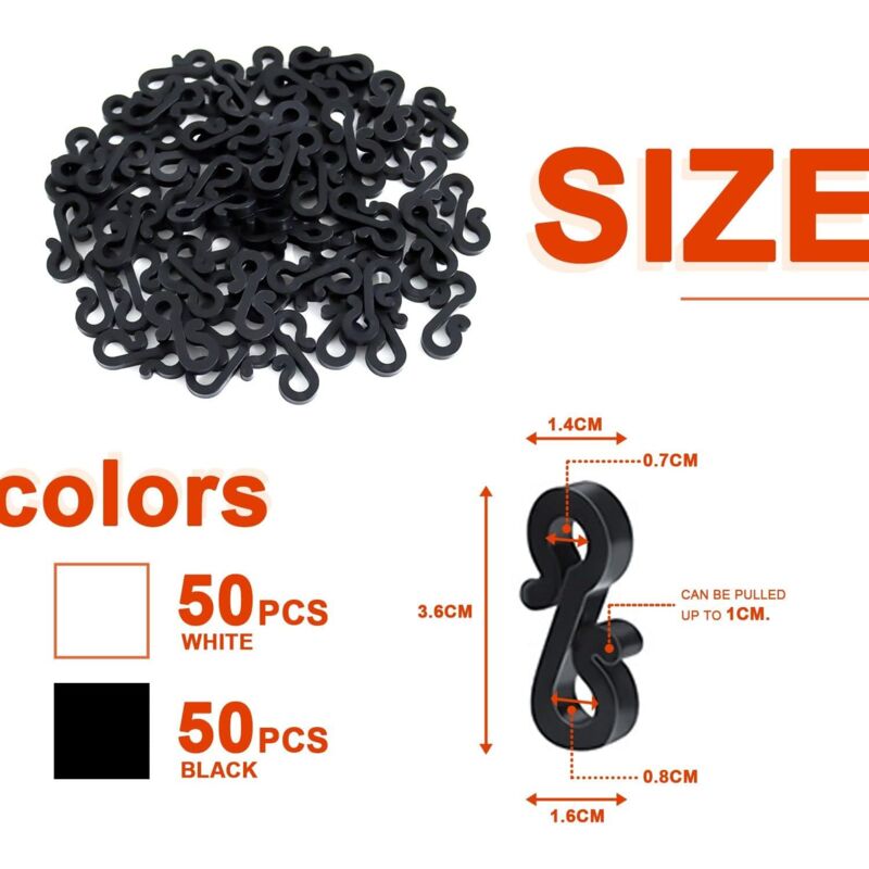 100 pcs Mini Black White Plastic Gutter Hooks With Shape Clip Outdoor Light Hooks For Wedding Christmas V1188-MS-227-2027