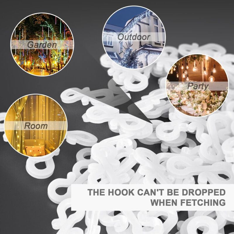 100 pcs Mini Black White Plastic Gutter Hooks With Shape Clip Outdoor Light Hooks For Wedding Christmas V1188-MS-227-2027
