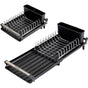 Expandable Kitchen Dish Drainer, Sink Drainer With Pouring Spout, Cutlery Holder, Plastic Foldable Drainer, V1188-MS-227-2029