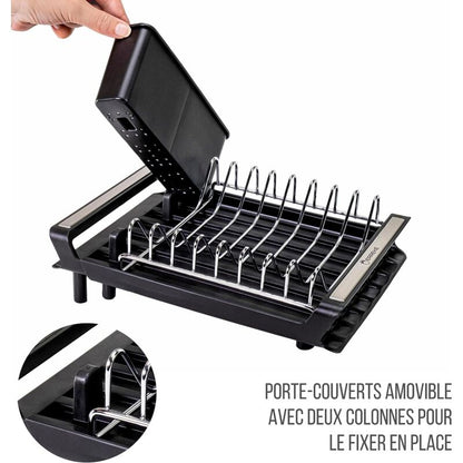 Expandable Kitchen Dish Drainer, Sink Drainer With Pouring Spout, Cutlery Holder, Plastic Foldable Drainer, V1188-MS-227-2029