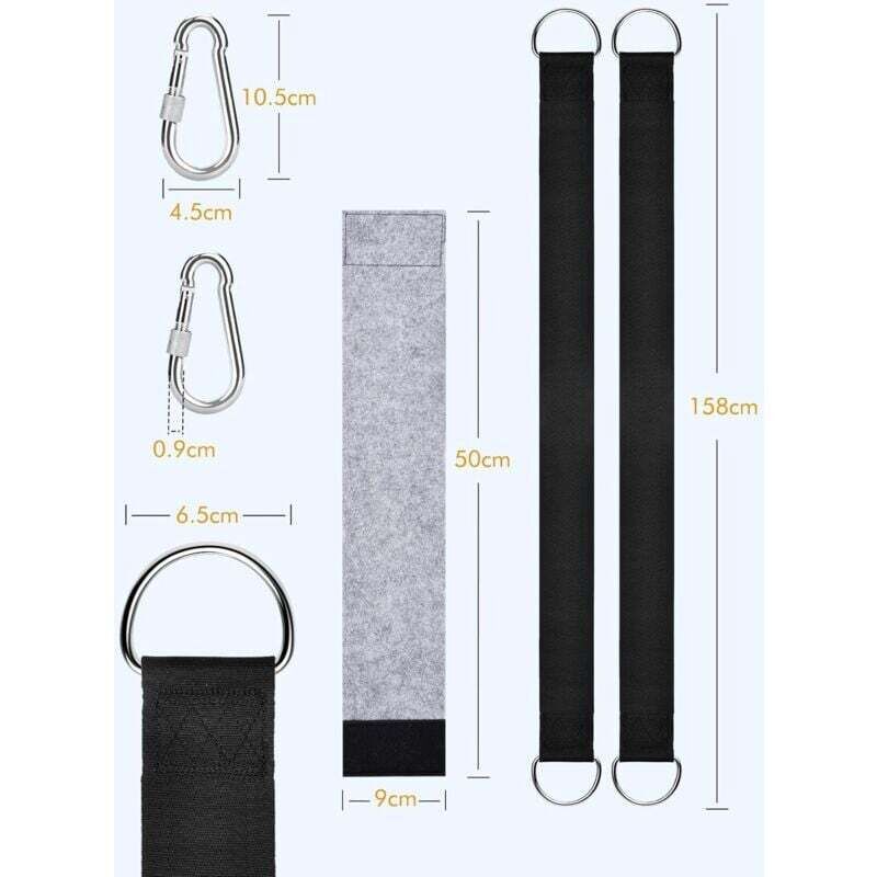 Tree Swing Straps, 158Cm Extra Long Hammock Tree Straps With 2 Safety Locking Carabiner Hooks And D-Rings, V1188-MS-227-2039