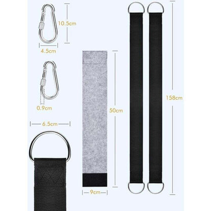 Tree Swing Straps, 158Cm Extra Long Hammock Tree Straps With 2 Safety Locking Carabiner Hooks And D-Rings, V1188-MS-227-2039