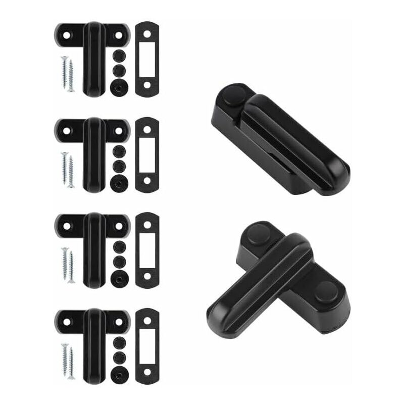Sash Jammer Additional Window Lock, 4 Door Window Locks Block Aluminum Alloy With 8X Screws, Home Security, V1188-MS-227-2042
