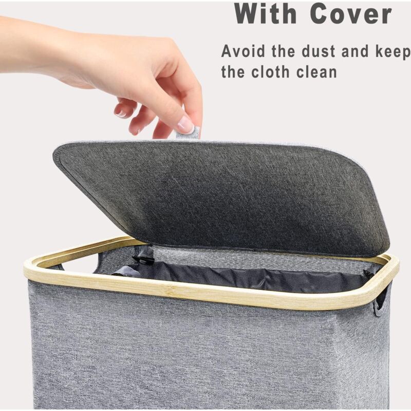 100L Laundry Basket With Lid Laundry Hamper With Handles Dirty Laundry Basket, Laundry Bin Laundry Basket V1188-MS-227-2049