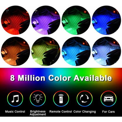Car Interior LED Lights - Car Interior Lamp, 48 LED Car Strip Lights With Wireless Remote Control, Upgraded V1188-MS-227-2052