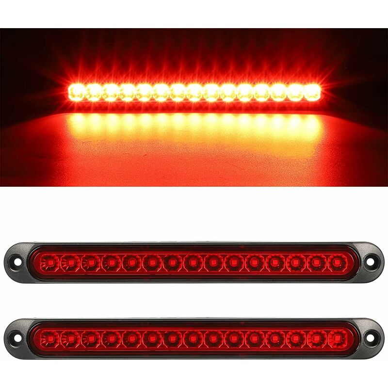 2 pcs 12V 15 LED Trailer Brake Tail Light Bar Waterproof Rear Lights Running Lights Identification Light For V1188-MS-227-2053