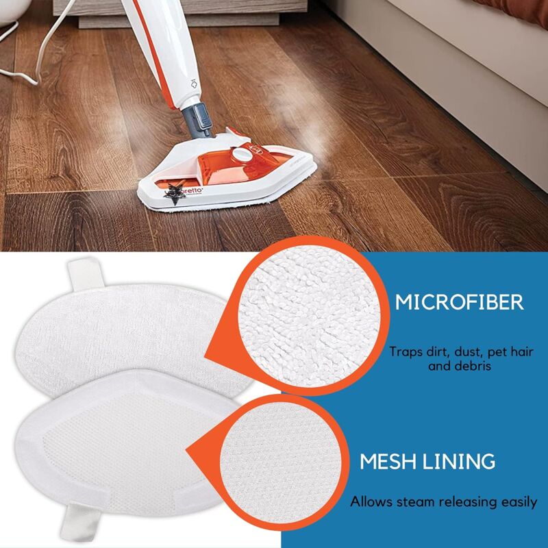 Reusable Microfiber Replacement Pads Compatible With Polti Vaporetto Washable Steam Cleaner Refill Pads (6 V1188-MS-227-2054