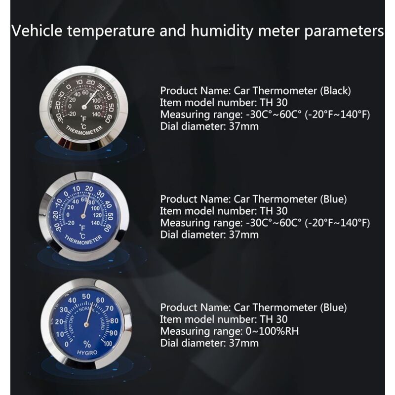 Auto Car Vehicle Thermometer/Hygrometer Clock Mini Small Classic DAshboard Thermometer Car Cool Decoration V1188-MS-227-2064