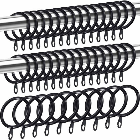Metal Curtain Rings, Curtain And ROd Hanging Rings, 30Mm Inner Diameter Drapery Sliding Eyelet Rings (Black, V1188-MS-227-2074