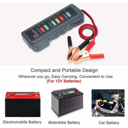 12V Car Battery Alternator Tester LED Digital Battery Condition Alternator Charging Analyzer With Copper Clip V1188-MS-227-2075