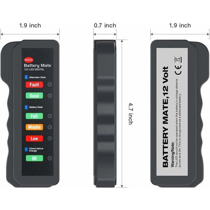 12V Car Battery Alternator Tester LED Digital Battery Condition Alternator Charging Analyzer With Copper Clip V1188-MS-227-2075