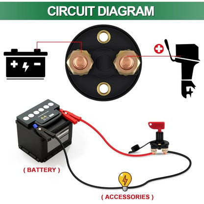 Isolator Switch 12V/24V Battery Isolator Disconnect Max 200A For Car, Truck, Boat, Vehicles Power Cut Off V1188-MS-227-2077