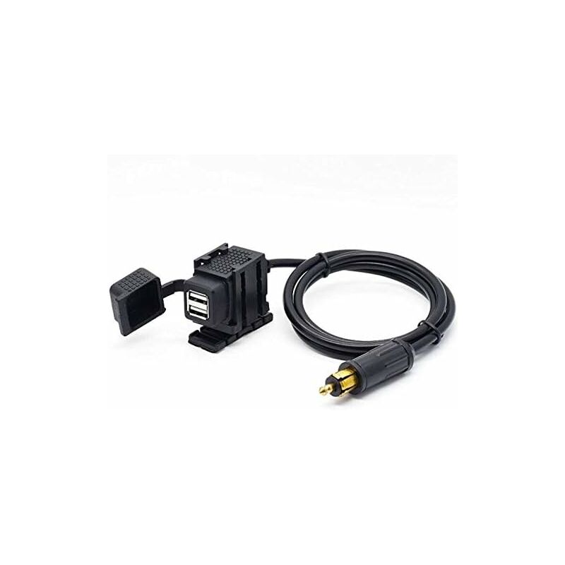 Din Hella Motorcycle Dual Usb Charger Socket Power Adapter 2.1A With 1.8M Cable For Phone / Iphone / Gps V1188-MS-227-2078