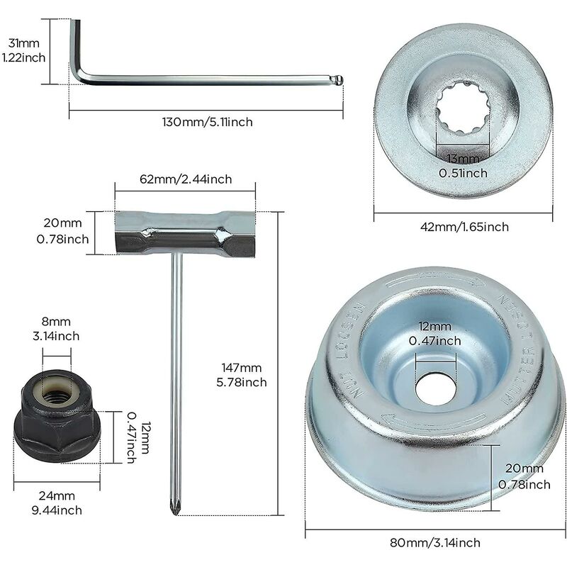 Universal Brushcutter Head Nut Kit, For Thermal Brushcutter, Stihl, Echo, Ryobi Head V1188-MS-227-2084