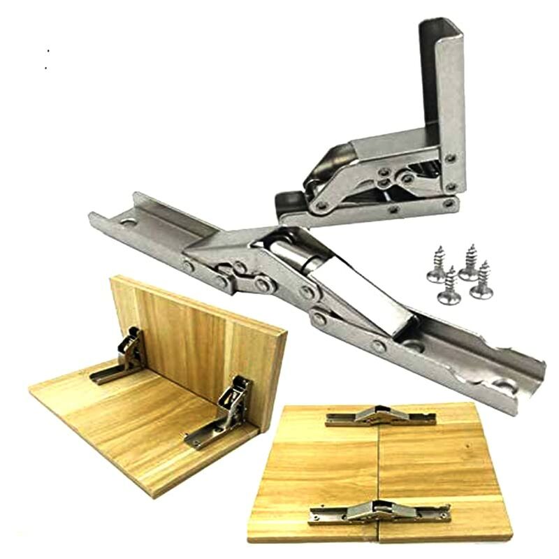 2 pcs Stainless Steel 90 Degree Folding Shelf Hinge Hidden Bracket Table Support Hinge Furniture Accessories V1188-MS-227-2087