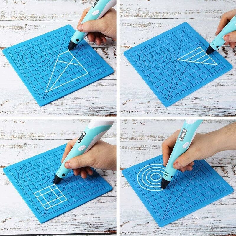 3D Printing Pen Mat, 3D Pen Silicone Mat With Multi-Shaped Base Art Craft And 2 Silicone Caps For Kids, V1188-MS-227-2097