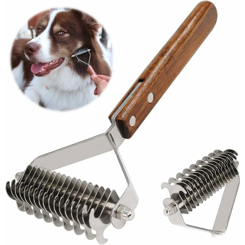 Coat King Rake Pet Undercoat Rake Dog Dematting Comb Pet Grooming Brush Tool Deshedding 17+9 Double Sided V1188-MS-227-2098