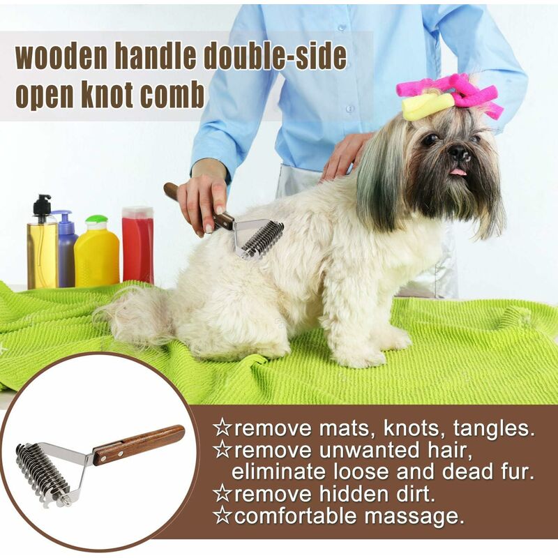 Coat King Rake Pet Undercoat Rake Dog Dematting Comb Pet Grooming Brush Tool Deshedding 17+9 Double Sided V1188-MS-227-2098