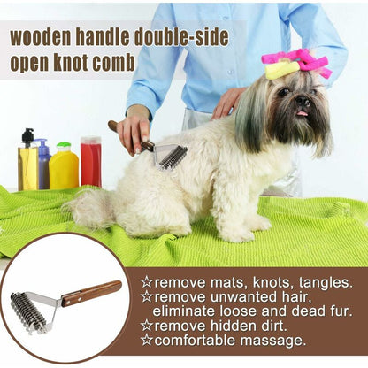 Coat King Rake Pet Undercoat Rake Dog Dematting Comb Pet Grooming Brush Tool Deshedding 17+9 Double Sided V1188-MS-227-2098