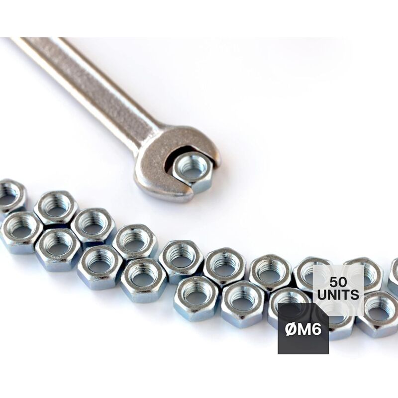 Nut 50 Hexagonal Nut M6 5Mm X 10Mm Galvanized Steel Din 934 Nut M6 For Bolts And Nuts, Coupling Elements, V1188-MS-227-2100