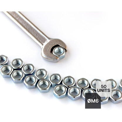 Nut 50 Hexagonal Nut M6 5Mm X 10Mm Galvanized Steel Din 934 Nut M6 For Bolts And Nuts, Coupling Elements, V1188-MS-227-2100