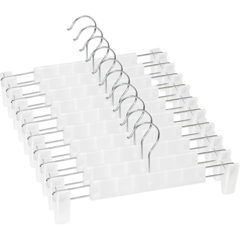 10 Pack Skirt Hangers, Trouser Hangers, With 2 Adjustable Non-Slip Clips, For Hanging Pants, Socks, Skirts - V1188-MS-227-2103