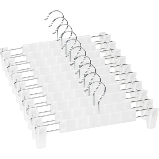 10 Pack Skirt Hangers, Trouser Hangers, With 2 Adjustable Non-Slip Clips, For Hanging Pants, Socks, Skirts - V1188-MS-227-2103