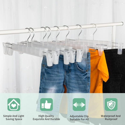 10 Pack Skirt Hangers, Trouser Hangers, With 2 Adjustable Non-Slip Clips, For Hanging Pants, Socks, Skirts - V1188-MS-227-2103
