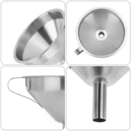 5" Food Grade Stainless Steel Kitchen Funnel With Removable 200 Mesh Filter And Handle Strainer Funnel For V1188-MS-227-2108