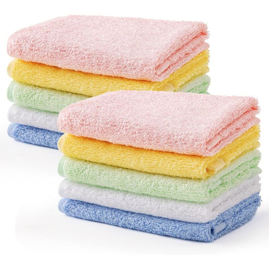 10 Pieces Baby Towels Hand Towels Bamboo Fiber Facial Wipes 25 Cm Kids Towels Multicolor Bath Towels Kitchen V1188-MS-227-2110