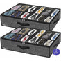 2 Pack Shoe Storage Bag With Clear Window - 12 Compartment Shoe Organizer For Under Bed Storage, Black Linen V1188-MS-227-2114