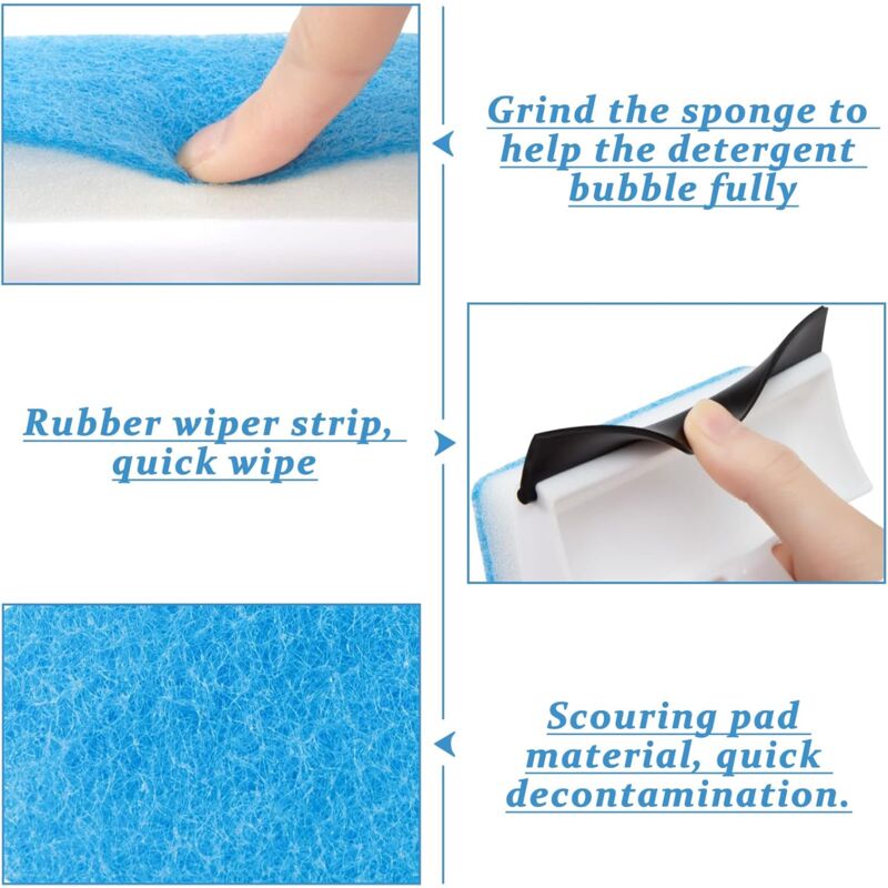 2 In 1 Cleaning Brush, Window Squeegee With Sponge, Cleaning Tools For Mirrors, Windows, Tiles, Car Glass V1188-MS-227-2120
