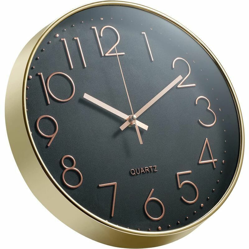 12 Inch Silent Non Ticking Wall Clock Modern Battery Operated Wall Clock Easy To Read Decor For Kitchen, V1188-MS-227-2122