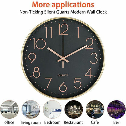 12 Inch Silent Non Ticking Wall Clock Modern Battery Operated Wall Clock Easy To Read Decor For Kitchen, V1188-MS-227-2122