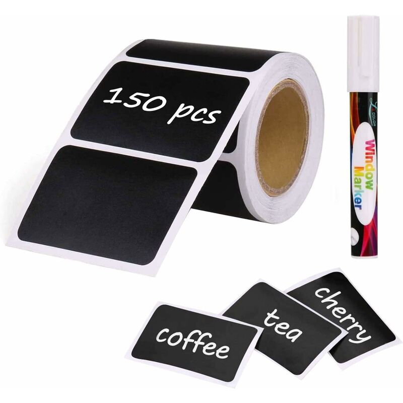 150 pcs Reusable Kitchen Organizer Labels Stickers Kit With Liquid Chalk Markers, Removable Blackboard Labels V1188-MS-227-2130