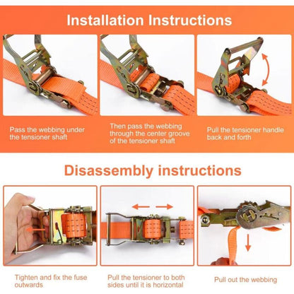 2 Pieces Ratchet Strap With Hooks, Length 6 M, Width 3.8 Mm, Ratchet Tie Down Strap, Tensioning Straps, V1188-MS-227-2134
