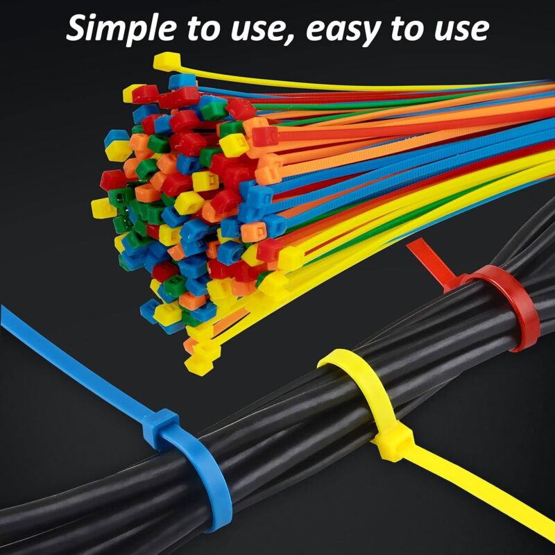 500 Pieces Colorful Plastic Cable Ties 200Mm X 2.8Mm Self-Locking Nylon Electrical Cable Ties For Gardening V1188-MS-227-2142