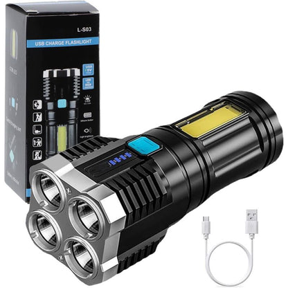 Super Bright LED Torches, Usb Rechargeable Torch With Side Light 4 Modes Cob Powerful Lumens For Outdoor V1188-MS-227-2143